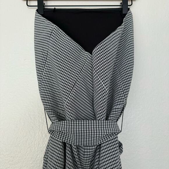 1.STATE Womens Checkered Jumpsuit Strapless Wide Leg Romper Belted Size 12 - Picture 6 of 9